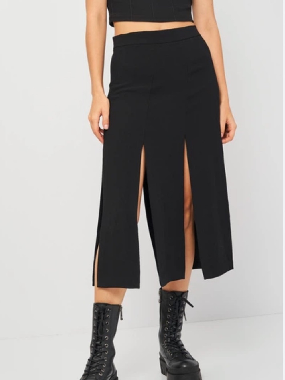 Zara Black multi slash Midi Skirt XS